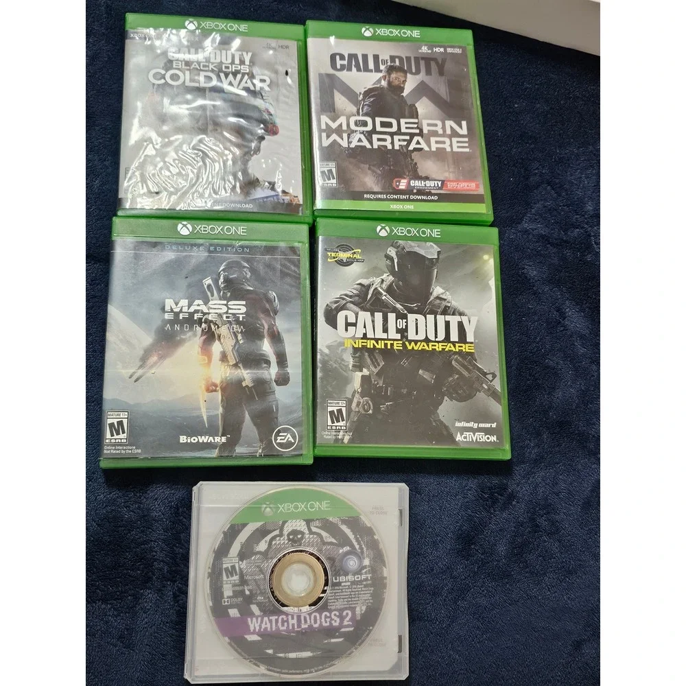 Xbox One Game Lot Call of Duty Modern Warfare Cold War Mass Effect Watch Dogs 2